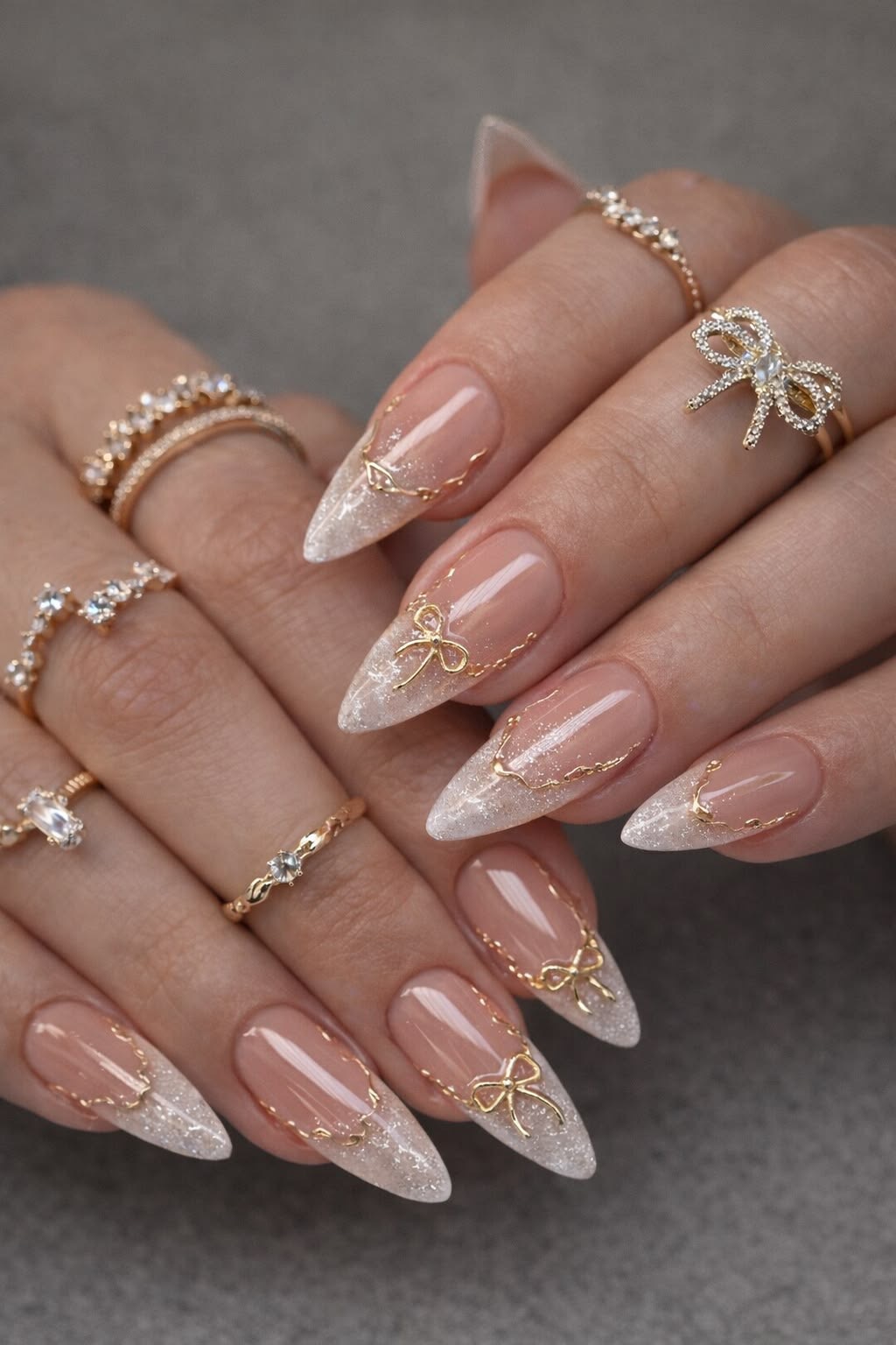 Couture gold-detail nail art
